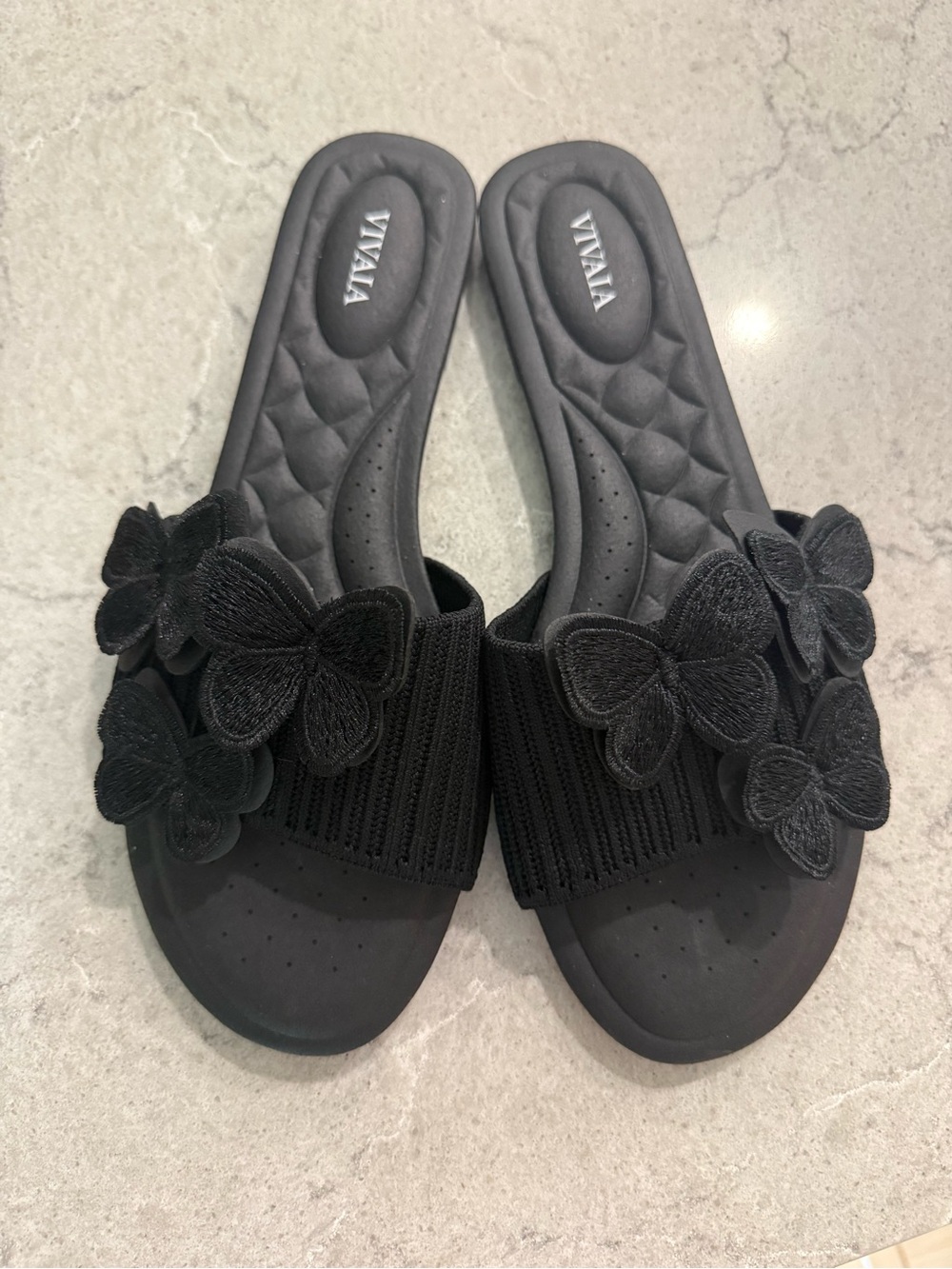 VIVAIA Black Butterfly Slide Sandals